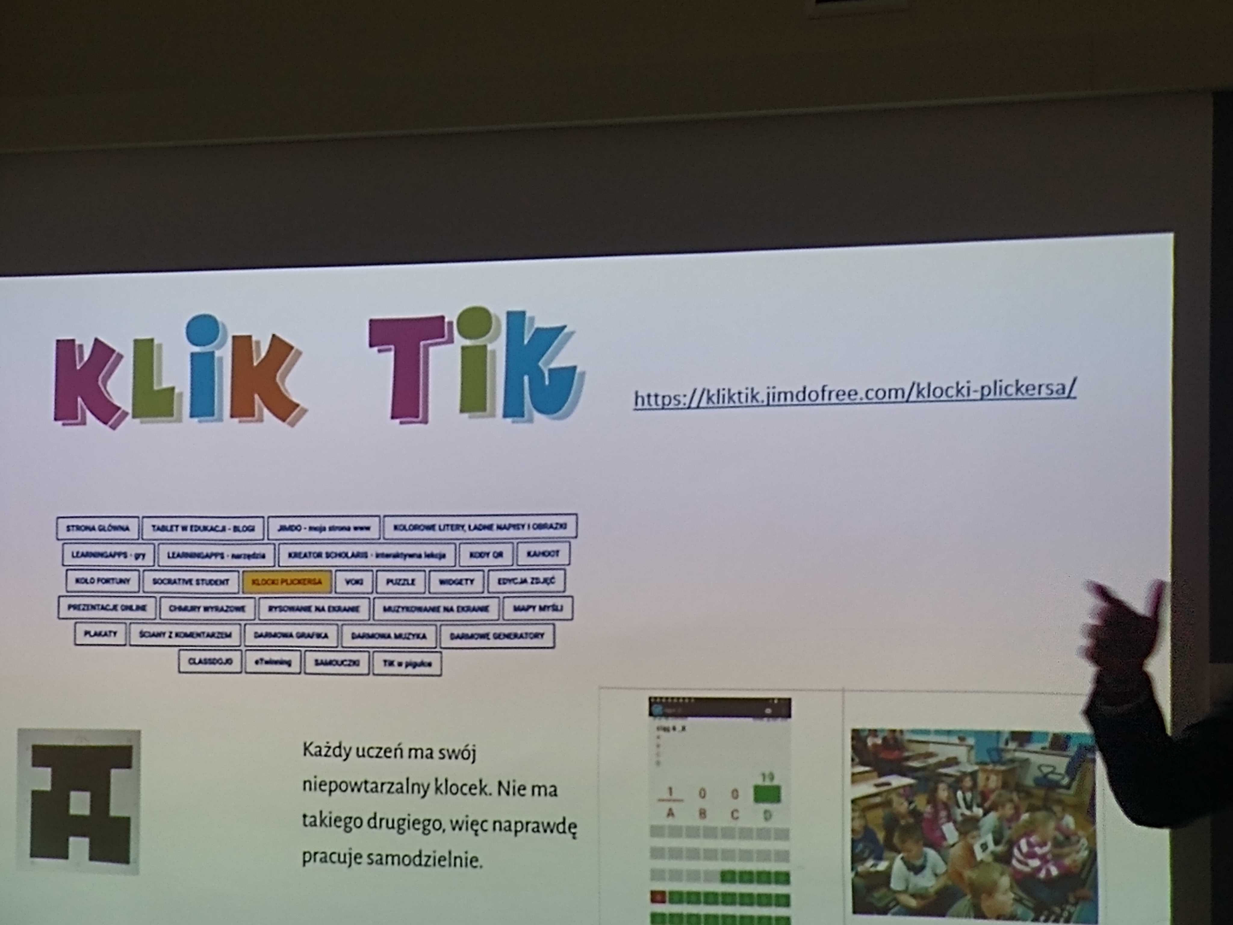 Prezentacja slajdu strona edukacyjna KLIK TIK